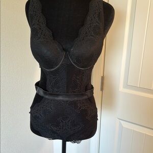 Black Lace Chemise with Floral Pattern
